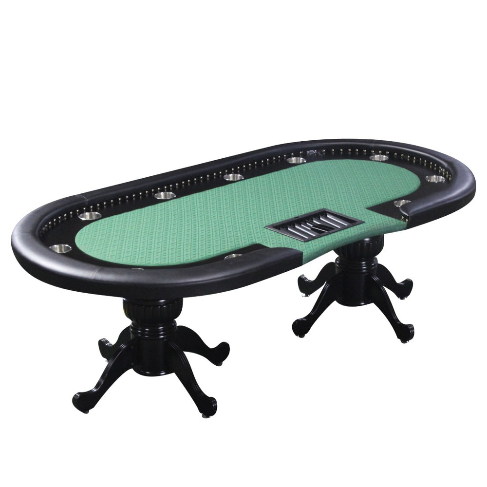 English Elm 96" Oval Poker Table Seats 10 with Felt Surface Chip Tray and Padded Rail W2748S00069