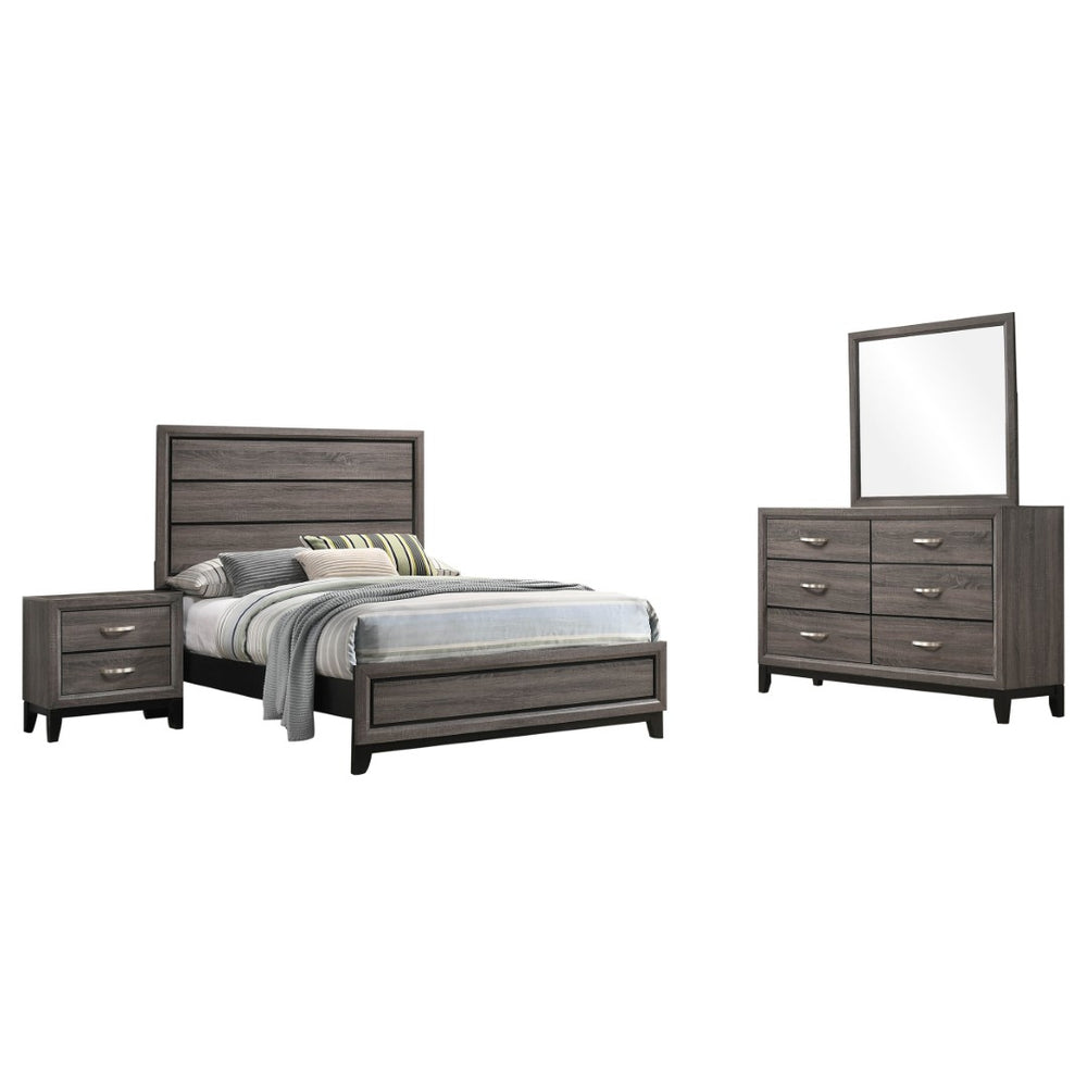 English Elm Cabrillo Two-tone Grey Oak Twin Bedroom Set with Nickel Hardware and Dovetail Storage B062S01685