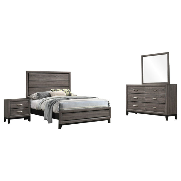 English Elm Cabrillo Two-tone Grey Oak Twin Bedroom Set with Nickel Hardware and Dovetail Storage B062S01685