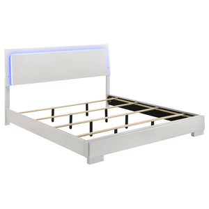 English Elm Dulcey Modern High Gloss 5-Piece Eastern King Bedroom Set With Led Lighting & Ample Storage Solutions B062S01330
