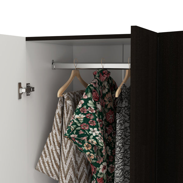English Elm Armoire, Spacious Engineered Wood Wardrobe with Two Drawers, Hanging Rod and Hidden Storage Appeal Multicolor 71 L x 22 W x 3 H B097S00128