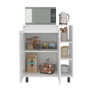 English Elm Cesna White Kitchen Sideboard with Appliance Top Open Shelves and Enclosed Cabinet B200P474234