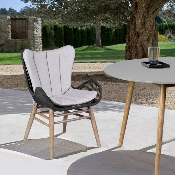 English Elm Mateo Outdoor Dining Chair Solid Eucalyptus Frame with Hand-woven Charcoal Rope Seat B2736P464846