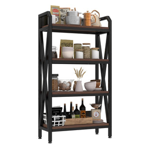 English Elm 56.30'' Versatile Bakers Rack - 4-Level Metal & Wooden Shelves For Stylish Kitchen & Home Storage Solutions W3387P312343