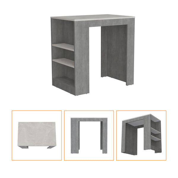 English Elm Harlan Kitchen Island Counter Height Table Top with Spacious 23.2x36.2 Top and Triple Side Shelves B128P176123