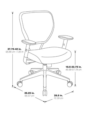 OSP Home Furnishings Silver Ion Antimicrobial Ergonomic Office Chair with Lumbar Support and Adjustable Arms Black 5500D-R107