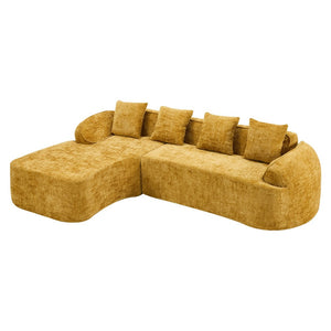 English Elm Yellow Chenille L-Shaped Sofa – Stylish, Space-Saving Comfort With 4 Throw Pillows For Any Room W3612S00019-GIGA