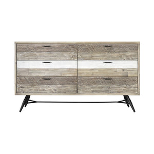 English Elm Bridges Solid Acacia Six Drawer Dresser Warm Two Tone Grain for Modern Interiors B2736P464855
