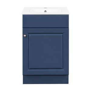 English Elm [video] 20 Inch Freestanding Bathroom Vanity with Ceramic Sink Soft Close Cabinet Blue N759P237946C