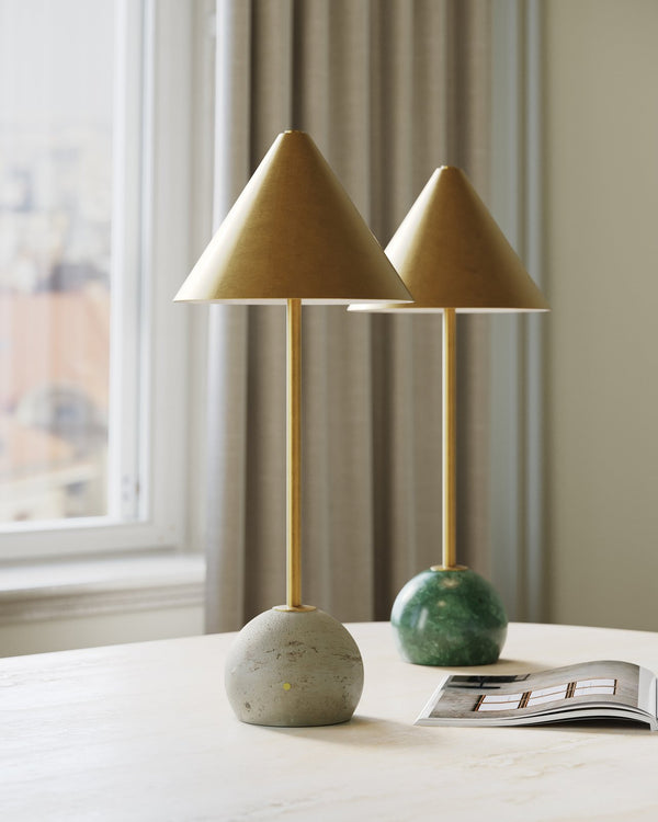 Currey & Company Journey Natural & Brass Cordless Table Lamp: Portable Elegance With Sophisticated Style & Functionality Gold Travertine ,Metal 6700-0014-currey-company