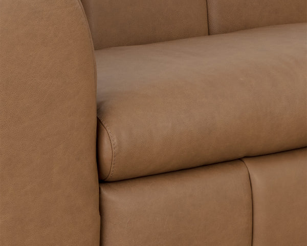 Sunpan Cyril Sofa - Luxurious Lucia Cognac Leather With Vertical Channeling For Ultimate Comfort & Style Brown Leather 112000