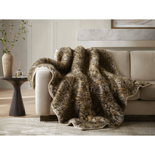 JLA Home Harbor House - Faux Botswana-Inspired Fur Throw Blanket — Sustainable, OEKO-TEX & GRS Certified Plush Luxury Draping Comfort Leopard HHD50-1911