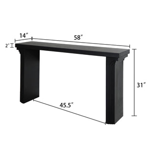 English Elm 58in Modern Minimalist Black Console Table – Sleek Engineered Wood Entryway Accent with Sturdy Legs and Matte Finish W2729P252797