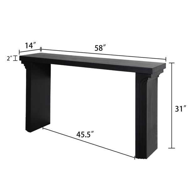 English Elm 58in Modern Minimalist Black Console Table – Sleek Engineered Wood Entryway Accent with Sturdy Legs and Matte Finish W2729P252797