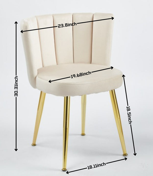 English Elm Modern OFF WHITE Velvet Dining Chair Set of 2 with Gold Iron Legs, Ergonomic Backrest, Stylish Cafe Fit W234P256809