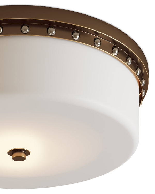Currey & Company Barnabe Brass Flush Mount Light - Elegant Design With Adjustable Led & Opaque Glass Diffuser For Style Black Glass ,Metal 9999-0079-currey-company