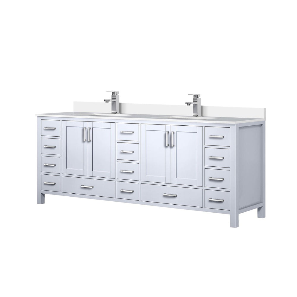 English Elm White Double Bath Vanity With Cultured Marble Top, Chrome Faucet & Ample Storage For Modern Spaces B2731P259149-GIGA