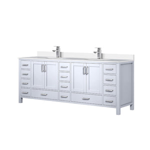 English Elm White Double Bath Vanity With Cultured Marble Top, Chrome Faucet & Ample Storage For Modern Spaces B2731P259149-GIGA