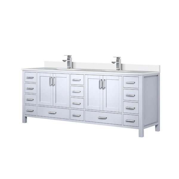 English Elm White Double Bath Vanity With Cultured Marble Top, Chrome Faucet & Ample Storage For Modern Spaces B2731P259149-GIGA