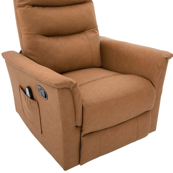 English Elm Manual Recliner Swivel Rocker Boucle Chair with 8-point Massage for Nursery or Living Room Brown N763P363763D