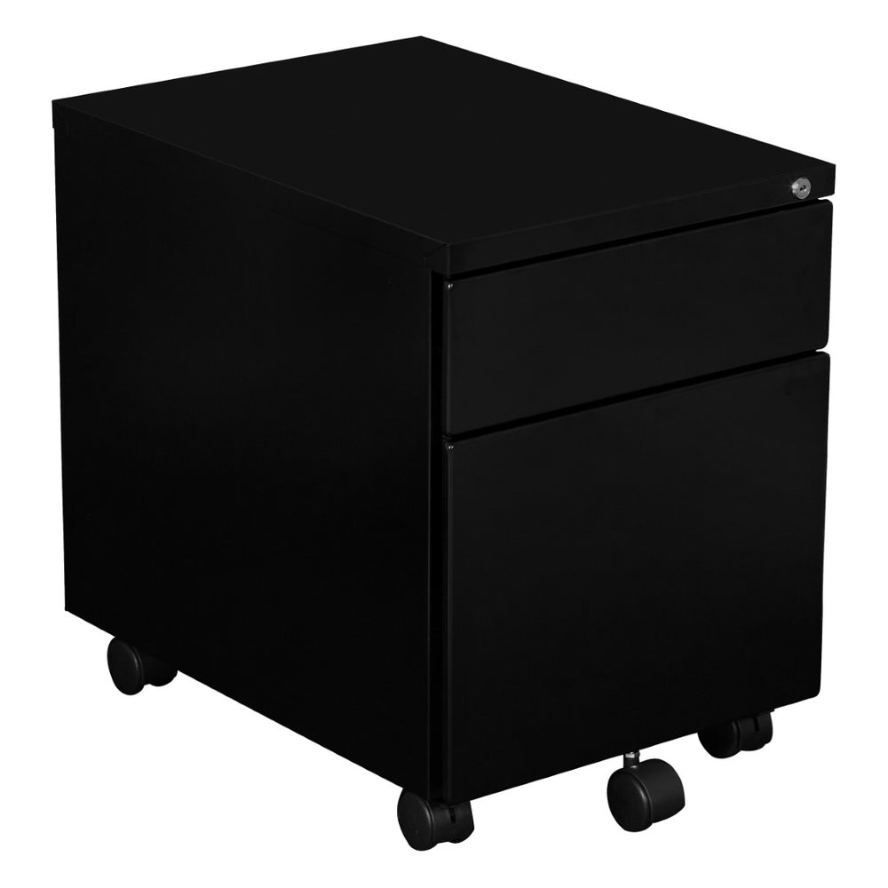 OSP Home Furnishings 22" Mobile Steel File Pedestal with Locking Drawers for Office or Standing Desk Use Black PM22BF-B