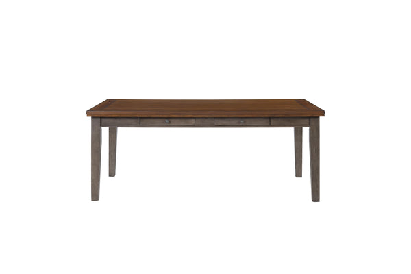 English Elm Casual Two-Tone 6-Drawer Dining Table in Gray — Rustic Solid Wood & MDF, Sturdy, Ample Storage Appeal B2699P208965