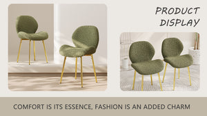 English Elm Modern Minimalist Green Teddy Velvet Dining Chairs Set Of 2 - Stylish Comfort For Any Space! W1727P251143