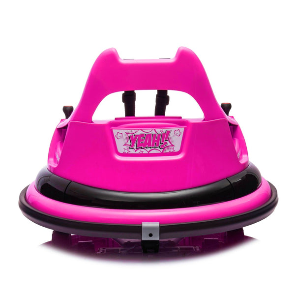 English Elm 12v Kids Bumper Ride on Car with 360 Spin Led Lights Parental Remote Safety Harness W1578P347962