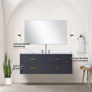 English Elm Blue Single Bath Vanity Set With Cultured Marble Top, Mirror, And Chrome Faucet - Stylish Upgrade! B2731S01994