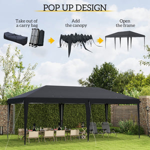 English Elm Outsunny 10' X 20' Heavy-Duty Pop-Up Canopy Tent For Outdoor Events, Parties, Weddings & Bbqs W2225P200731-GIGA