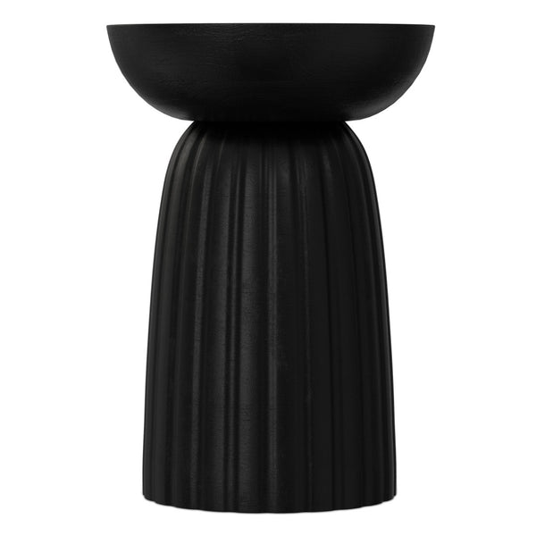 English Elm Boyd Solid Mango Wood Accent Table Hand Carved Artisan Piece for Modern Living Black B136P414662