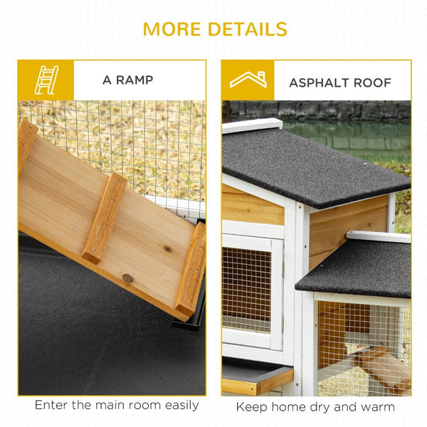 English Elm Pawhut Solid Fir Wood Rabbit Hutch with Side Runs Ramp and Leak Proof Trays W2225P173744