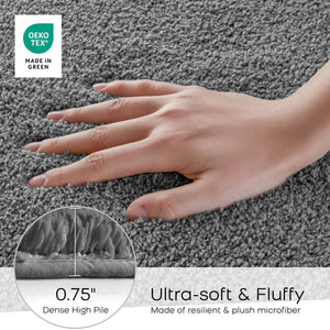 JLA Home Madison Park Signature - Bath Ultra-Plush Microfiber Rug with Quick-Dry Technology, Non-Skid Backing, OEKO-TEX Certified Comfort Grey MPS72-603