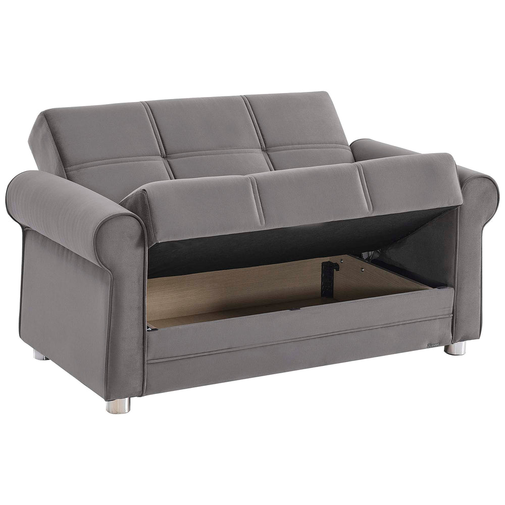 English Elm PrimeNest Liora Convertible Upholstered Loveseat with Storage & Pillows, Microfiber Gray, Sleeper Friendly B030P281724