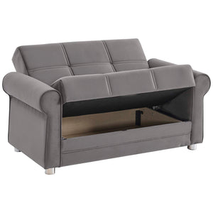 English Elm PrimeNest Liora Convertible Upholstered Loveseat with Storage & Pillows, Microfiber Gray, Sleeper Friendly B030P281724