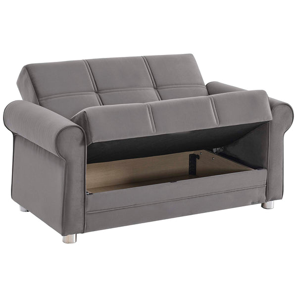 English Elm PrimeNest Liora Convertible Upholstered Loveseat with Storage & Pillows, Microfiber Gray, Sleeper Friendly B030P281724