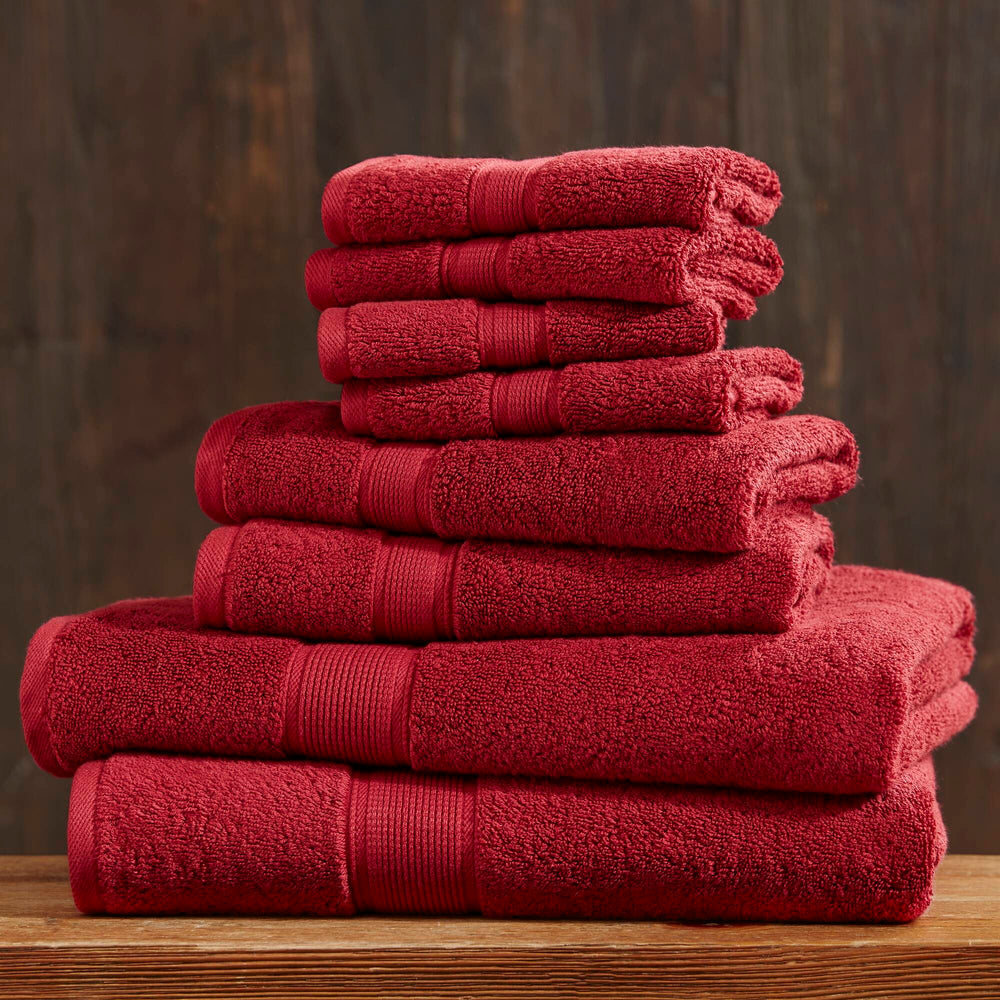 JLA Home Madison Park Signature - Quick 100% Cotton 6pc Towel Set — Plush Zero-Twist Terry, 400 GSM Quick-Dry, Absorbent & Durable Bright Red MPS73-550