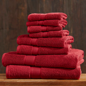 JLA Home Madison Park Signature - Quick 100% Cotton 6pc Towel Set — Plush Zero-Twist Terry, 400 GSM Quick-Dry, Absorbent & Durable Bright Red MPS73-550