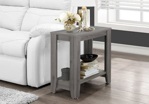 English Elm Accent rectangular two-tier side table with durable laminate finish, versatile nightstand and lamp stand, modern transitional design Grey 28 L x 15 W x 6 H B2710P219197