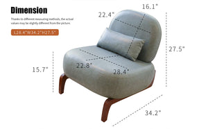 English Elm Cute Faux Leather Armless Accent Chair Solid Wood Legs Cushioned Seat Modern Blue W2105P440973