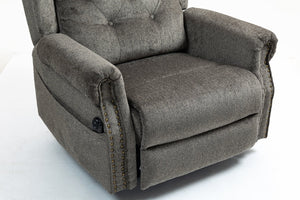 English Elm Power Lift Recliner modern velvet lift chair with remote, tufted wingback, ergonomic support, 350 lb capacity Grey W547S00074