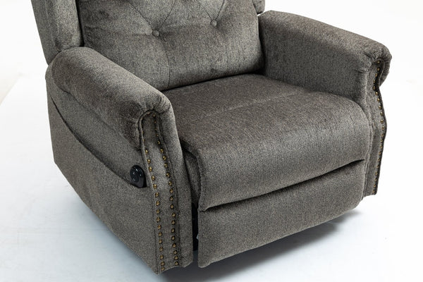 English Elm Power Lift Recliner modern velvet lift chair with remote, tufted wingback, ergonomic support, 350 lb capacity Grey W547S00074