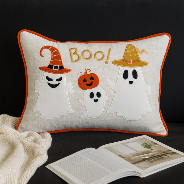 English Elm Halloween Boo Ghost Pillow – Soft Velvet Accent With Friendly Design For Cozy Fall Decor & Comfort B357P360660