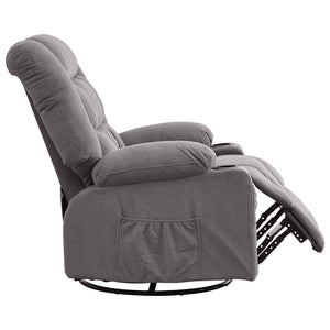 English Elm Kneading Massage Rocker Recliner with 4‑Point 3D Kneading, Heat, USB Port, Cup Holders & Swivel Comfort Grey W1521P390945