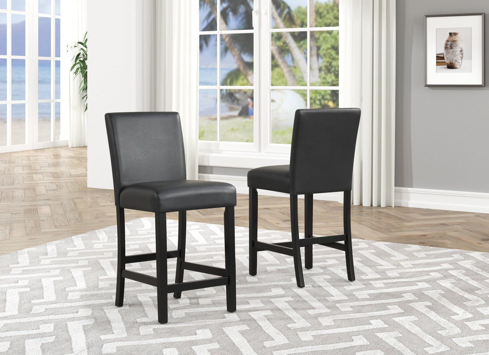 English Elm 5pc Pub Height Dining Set Faux Marble Round Top with PU Upholstered Chairs White Top Black Base B011P405700