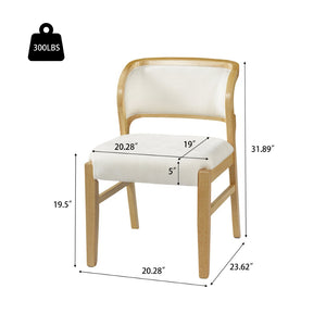 English Elm Mid-century Modern Linen Blend Dining Chairs Rubberwood Legs Sculptural Backrest Set of 2 Natural+Beige N768P442078N