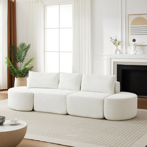 English Elm 106.3-inch Chenille Modular Sectional with Curved Ottomans for Modern Living Spaces W3505P383963