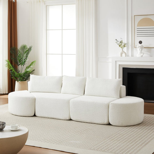 English Elm 106.3-inch Chenille Modular Sectional with Curved Ottomans for Modern Living Spaces W3505P383963