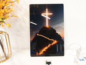 English Elm 16X10 Christian Cross Led Wall Art – Illuminated Acrylic Decor With Remote For Modern Homes & Prayer Spaces T3976P383252