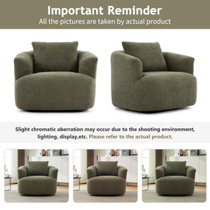 English Elm 360° Swivel Chair with Boucle Upholstery, Deep Pocket-Spring Seat, Ergonomic Curved Arms & Minimalist Design for Living Room Comfort Green N719P288552F